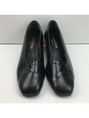 Magdesians California Womens Black Leather Patent Trim Dress Shoes Size 8.5W